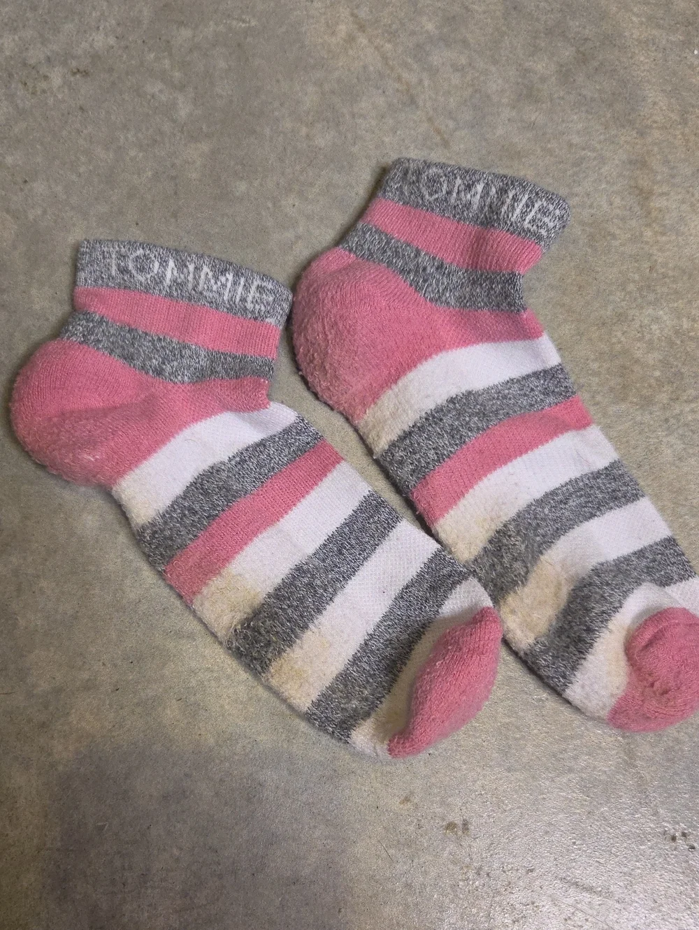 Women's Pink, Gray & White Striped Cozy Ankle Socks